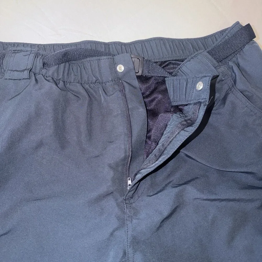 Lands End Shorts Mens XL 40-42 Blue Cargo Hiking Outdoor Swim Liner Belted Clasp
